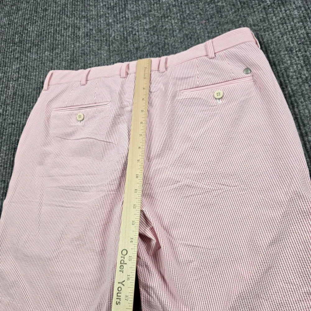 Peter Millar Crown Crafted Shorts Men 35 Pink Seersucker Stripe Performance Golf